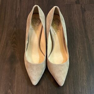 Vince Camuto Beige Suede Heels